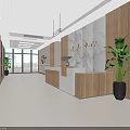 Kangxin Center Modern Reception Area With Marble Backdrop And Wooden Decor