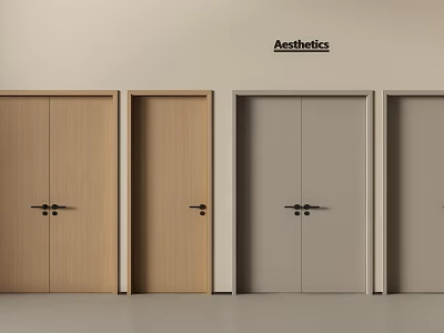 Various Aesthetic Double Doors In Modern Styles Including Wooden And Gray Designs 3d model