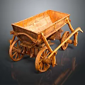 Vintage Wooden Hand Cart With Two Wheels And Traditional Crafted Structure Design
