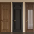 Three Different Wooden Swing Doors With Brown Black And Glass Panel Designs