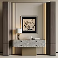 Modern Entryway Design With Textured Wall Framed Artwork And Console Table 3d model
