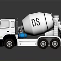 White Concrete Mixer Truck With DS Logo Mixing Drum And Ladder