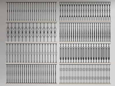 Different Styles Of Metal Railings Featuring Decorative Patterns And Ornamental Designs 3d model