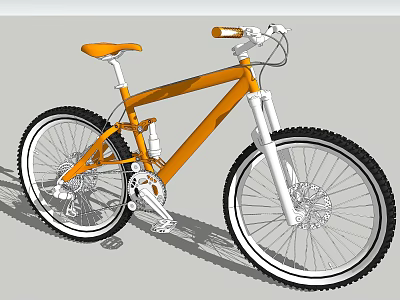 Orange Mountain Bicycle With White Handlebar Large Wheels And Sturdy Frame 3d model