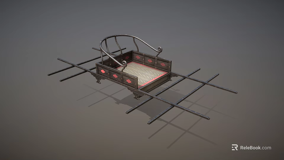 Playground Equipment with Black Metal Frame Red Accents Swing Structure and Cross Support Base 3d model 