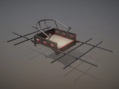 Playground Equipment with Black Metal Frame Red Accents Swing Structure and Cross Support Base 3d model