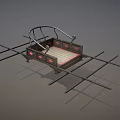 Playground Equipment with Black Metal Frame Red Accents Swing Structure and Cross Support Base