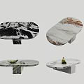 Modern Marble Coffee Tables With Various Patterns Geometric Bases And Decorative Items 3d model