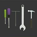 Essential Hardware Tools Including Colorful Screwdrivers T Handle Wrench Adjustable Wrench And Hammer