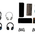Various Gaming Computer Peripherals Headphones Mechanical Keyboards Controllers and Mouse Pads 3d model