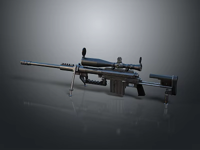 Modern Sniper Rifle With Long Barrel Tactical Scope Bipod And Magazine 3d model