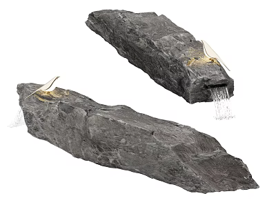 Natural Black Stone Ornaments With Bird Figures And Water Flow For Garden Decor 3d model