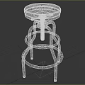 Black Adjustable Bar Stool With Round Padded Seat And Spiral Metal Frame