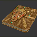 Handcrafted Brown Leather Notebook With Ganesha Decoration Gold Embroidery And Green Gemstones