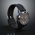 Stylish Black Watch With Leather Strap Glossy Dial And White Markers