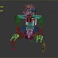 Sci Fi Red And Black Robot Character With Mechanical Legs And Head Design
