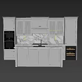 Elegant Modern Kitchen Interior With Marble Countertops White Cabinets And Island