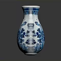 Blue And White Ceramic Vase With Delicate Floral Pattern For Home Decor