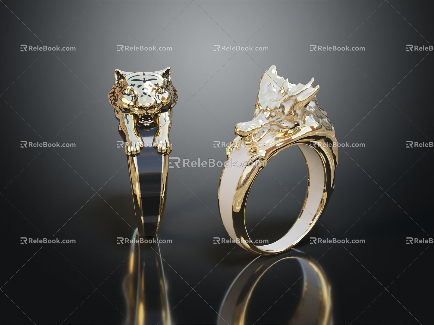 Light Luxury Ring Tiger Ring Dragon Ring 3d model