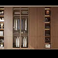 Modern Wooden Wardrobe Interior With Hanging Clothes Folded Linen And Storage Shelves