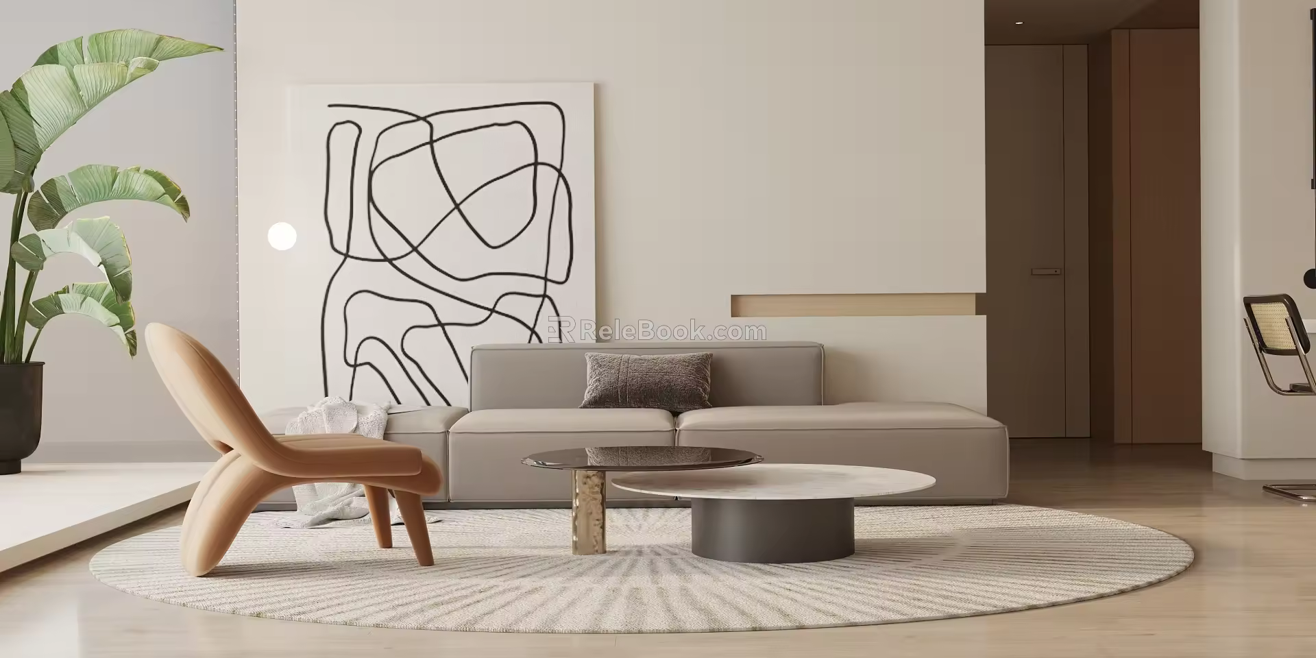 Modern sofa coffee table combination 3d model