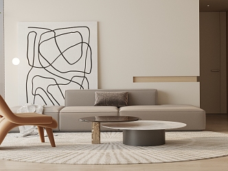 Modern sofa coffee table combination 3d model