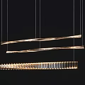 Modern Linear Chandelier Design With Long Illuminated Strip And Crystal Elements 3d model