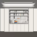 Modern Bookcase Design With White Open Shelves Books Decorations And Table Lamp