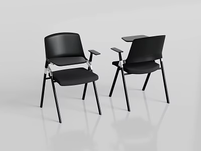 Sleek Modern Black Office Chair With Armrests And Fixed Metal Legs Design 3d model