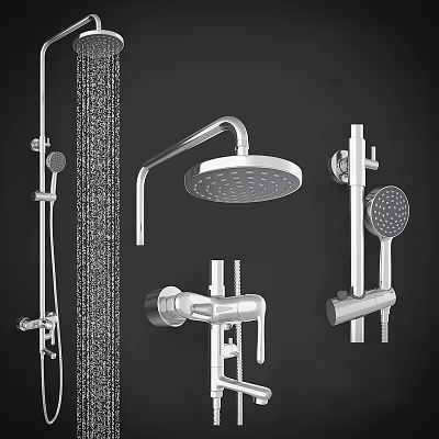 Modern Shower System With Rain Head Handheld Sprayer Fixed Mount And Faucet 3d model