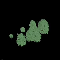Various Arbor Trees with Green Foliage in Different Forms Displayed on Black Background 3d model