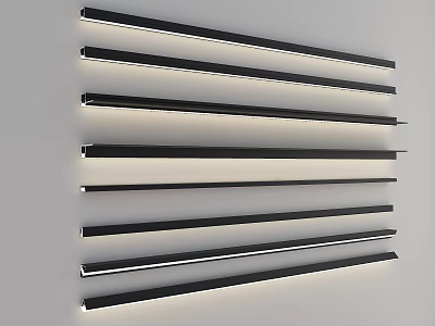 Collection Of Black Long Strips Neatly Arranged On Clean White Background 3d model