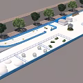 Outdoor Sports Fitness Area With Running Track Trees Recreational Equipment And Rest Areas
