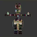 Minecraft Pixelated Horned Creature Character With White Candle And Golden Decorations