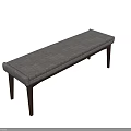 Comfortable Modern Upholstered Sofa Bench With Gray Fabric Seat And Solid Wooden Legs