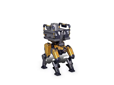 Mechanical Robot With Yellow And Black Legs And Metal Structure Design 3d model