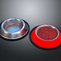 Stainless Steel Pet Bowls With Paw Prints And Red Pattern Design For Pets