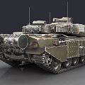 Modern Military Tank With Long Cannon Turret Tracks And Armor Details