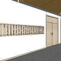 Elevator Hallway With White Walls Gray Floor And Mailboxes On Wall