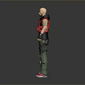 Man Wearing Red Vest with Number 3 Black Sleeveless Top Green Pants White Knee Pads