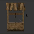 Decorative Garden Ornament Traditional Wooden Well with Rustic Roof and Bucket Frame