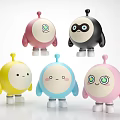 Colorful Cute Game Movie Animated Characters With Round Body Antenna And Expressions