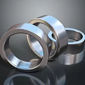 Elegant Silver Metallic Rings With Smooth Shiny Surface And CROBI Engraving 3d model