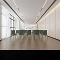 School Art Classroom With Wall Paintings Tables Chairs And Bright Wooden Floors