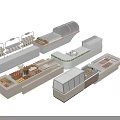 Modern Bakery Bar Counter With Glass Display Cases And Assorted Baked Goods