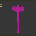 Steampunk Mechanical Hammer Weapon with Orange Handle and Intricate Metal Head Design