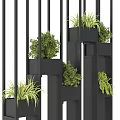 Stylish Black Metal Room Divider With Multiple Planters And Green Plants