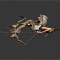 Dynamic Female Archer Sculpture In Action Pose With Decorative Bow And Arrow