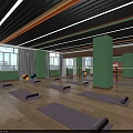 Bright Dance And Yoga Studio With Green Walls Purple Mats For Fitness Practice