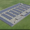 Solar Powered Parking Lot With Rooftop Solar Panels Surrounded by Green Grass